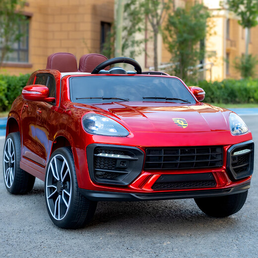 WORK BABY防保时捷儿童电动车汽车四轮可坐大人小孩玩具车女宝带遥控电动车 烤漆红四驱+大电瓶+遥控皮座 电力驱动