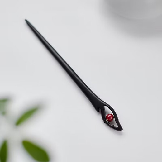 Meng Junchen cinnabar hairpin, new Chinese style hairpin, women's antique sandalwood high-end horse skirt hair accessories, Tangyu ebony Tangyu hairpin