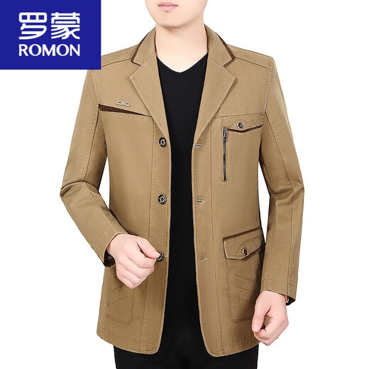 Romon (Romon) Frühlings- und Herbst-Herren-Herren-Baumwolljacke mittleren Alters Casual Daddy Herbst Jackt