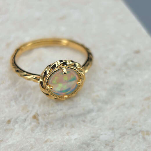 Changju Seiko s925 silver thick layer 18k gold inlaid opal set pendant/ring/earrings with identification certificate pendant