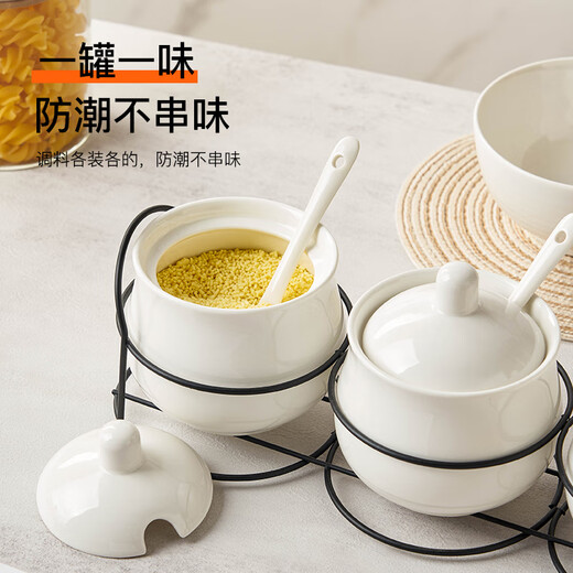 Youlaifu ceramic seasoning jar 3-pack seasoning box kitchen household seasoning jar set chili oil MSG salt jar combination pack