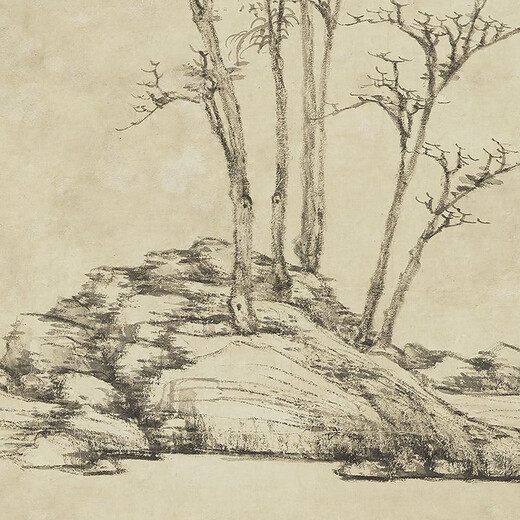 L'ancien paysage peinture parchemin de l'élimination de l'automne du village de pêcheurs de Yuan Nizan est un parchemin de peintures de paysage anciennes par des répliques littératies des peintures anciennes et des peintures suspendues du village de pêcheurs du yuan Nizan est une image de la peinture d'automne du village de pêche au Yuan Nizan est le scroll de la taille du coeur du Yuan Nizan (