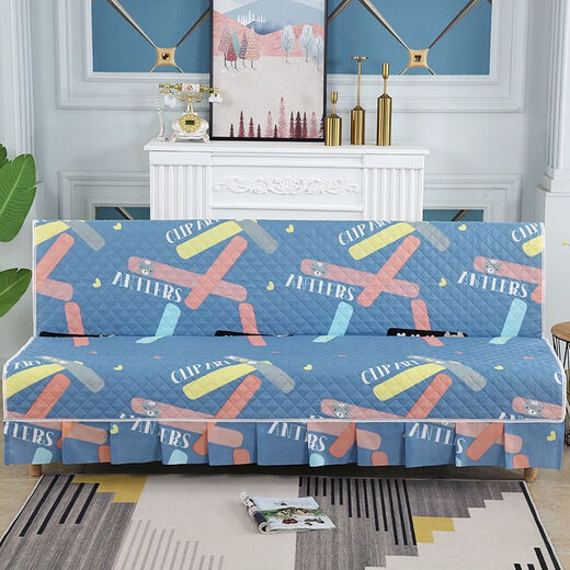 Xuxian full-cover sofa cushion foldable sofa bed cover four-season universal non-slip sofa cover simple dual-purpose without armrests small fish green 1.8 meters long and 1.5 meters wide