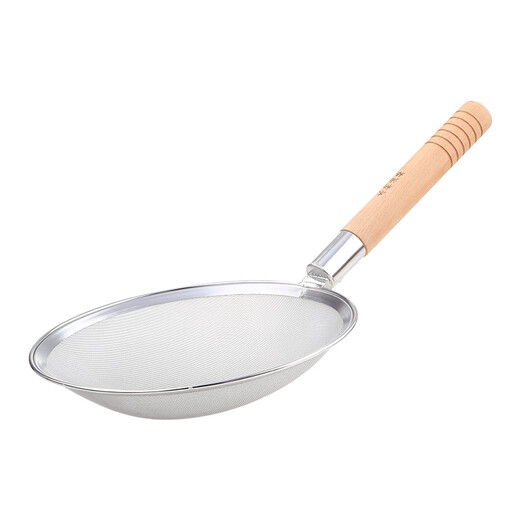 JOBO commercial stainless steel filter colander oil grid 28.5cm wooden handle 30 mesh slag filter mesh sieve spoon foaming spoon