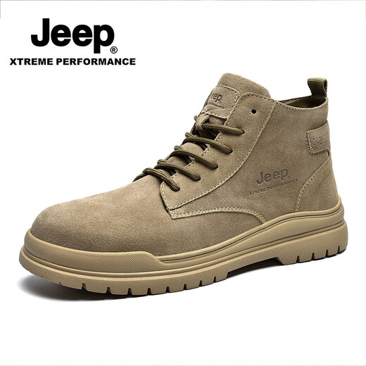 Jeep Martin Boots Herrenschuhe für Sommer Neue Retro-Arbeitsschuhe für Männer für Herren High Top plus Samt verdickte warme Baumwollschuhe für eine Single-Layer-Schicht für Männer [Standard-Lederschuhgröße] 40