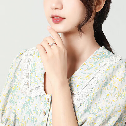 Mengjinyuan platinum ring PT950 leaf platinum ring car flower colorful brushed index finger ring tail ring women's gift