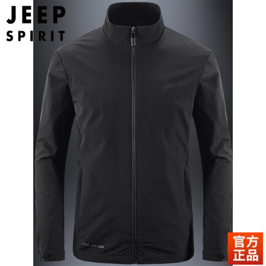 Jeep Spirit Soft Shell Jacke Herren -Stand -up -Kragenjacke Baumwoll Jacke Sport Kleidung lässig Windbreaker Frühling und Herbstgrau - Einfacher und warmer Frühling und Herbst L.