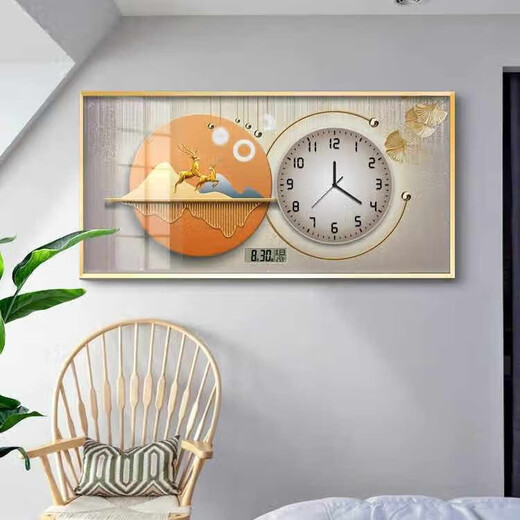 Aohan Perpetual Calendar Large Size Electric Meter Box Decorative Painting with Clocks and Wall Clocks Modern Light Luxury Cover Distribution Box Clocks and Hanging Paintings JD121.28 Perpetual Calendar + Watches 80*40 (Cover 70*30) Lifting cover/Support pole gold frame