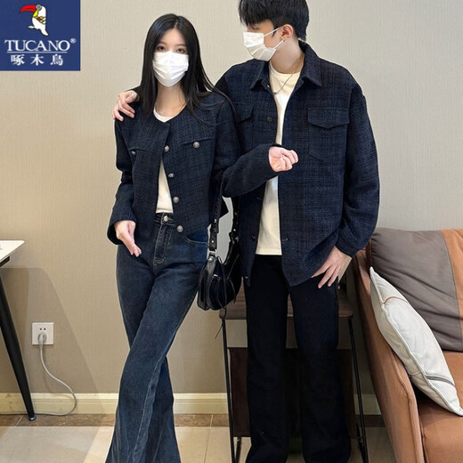 啄木鸟（TUCANO）[两件套]情侣装春秋新款西装外套正肩翻领显瘦上衣服夹克外套男装 男生外套+女生外套【两件套】 M 女生男生M