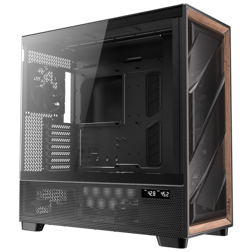 Antec FLUX PRO computer main case/walnut appearance//FLUX air duct patent/dual temperature control display/equipped with 6 fans/side-mounted power supply/glass