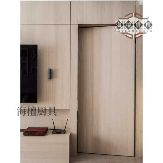 妙普乐2024新款隐形门和墙一体背景墙格栅门格栅暗门木饰面卧室门暗门隐 设计师一对一 设计