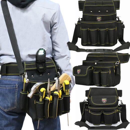 RSRDDY electrician cross-body large waist bag high-altitude waist bag canvas electrician bag multi-functional portable tool bag PT-N066 medium size with belt and shoulder straps