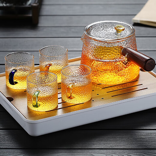 Shuqule Shuqu side-handle glass teapot thickened household teapot filter tea set tea set hammer pattern drinking cypress 300ml 401mL (inclusive)-500mL (inclusive)