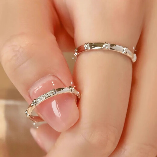 MZMZ Have You Bamboo Platinum Ring PT950 Couple's Ring Platinum Pair Requesting Wedding Diamond Ring for Girlfriend on Chinese Valentine's Day Light Luxury Style-Couple's Ring