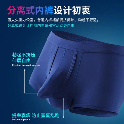 Sous-vêtements pour hommes à deux chambres, un support de scrotum divisé, shorts, coffre de séparation de cartouches à extrémité ouverte pour hommes sous-vêtements 2024 Nouveau style Gris foncé Modal Fenêtre XXL150-190JIN [Jin est égal à 0,5 kg]