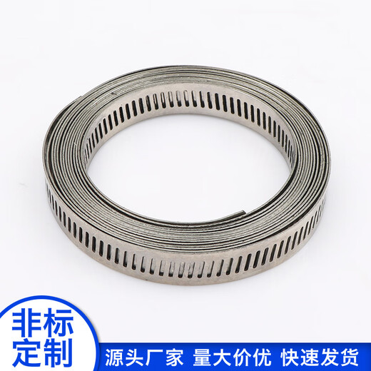 Xu Ding 304 stainless steel homemade American hose hoop clamp large pipe clamp through hole steel belt pipe hoop coil with binding belt 50 hoop heads for 8mm
