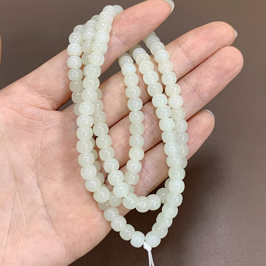 
Xuanshi authentic Hetian jade chain Xinjiang white jade old bead bracelet hanging chain lychee white multi-ring bracelet SN13796x7m 5x6mm