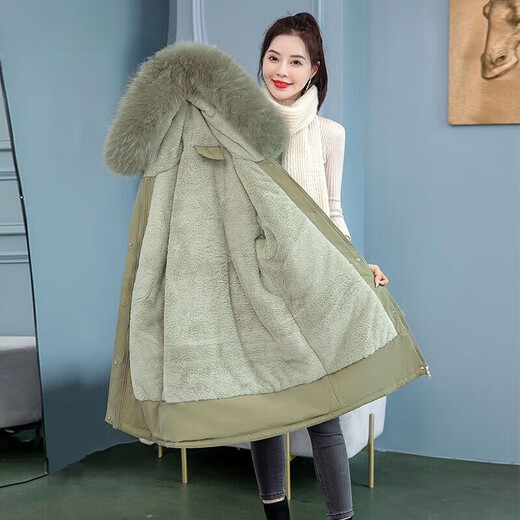 金狐狸大牌加绒加厚派克服女中长款大衣冬装羽绒棉服2025年冬季新款棉衣 卡其色 2XL 【建议135-150斤】