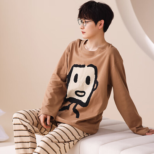 
Fuxinkang couple pajamas pure cotton shorts shorts for summer men and women sweet and cute cartoon large size can be worn outside home clothing suit AM-673 3XL - men [height 175-188-weight 160-180]