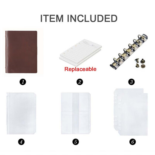 
AIGUONIU Retro leather notebook handmade top layer cowhide binder notepad business office manual Crazy horse leather gift customization [A6] Coffee/coffee standard 100 inner pages