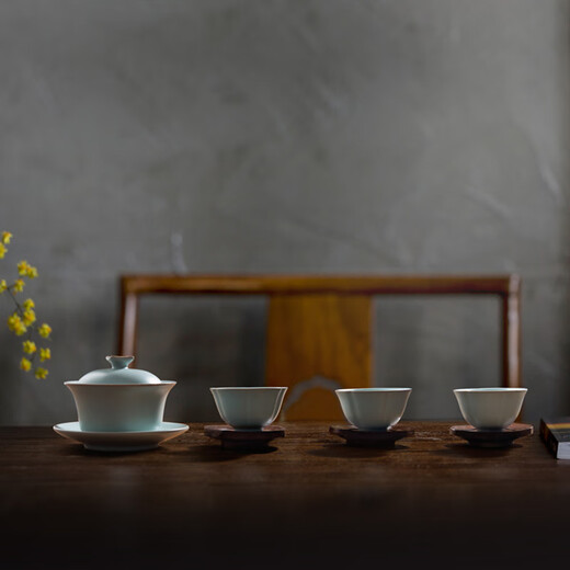 Dongdao Ruyao Henan Heritage Tea Cup Master Cup Ceramic Kung Fu Tea Set Opening Slices Can Feed Mingzhong Sunflower Drinking Cup Sky Blue 2025 Yisi Model