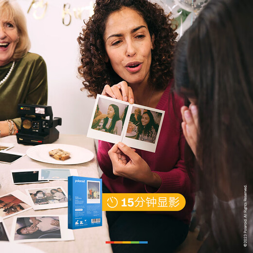 Polaroid (Polaroid) While stocks last, Polaroid photo paper, 600 one-shot photo paper, retro film, suitable for NOW/NOW+/I-2/600/Lab/636/2000 models, round frame color photo paper, 1 pack of 8 sheets, 6021, with battery, can be used for 600 models