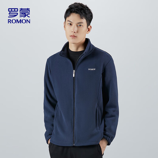 ROMON jacket men's spring and autumn business trend imitation lamb velvet stand collar fleece jacket soft fleece jacket men's AX