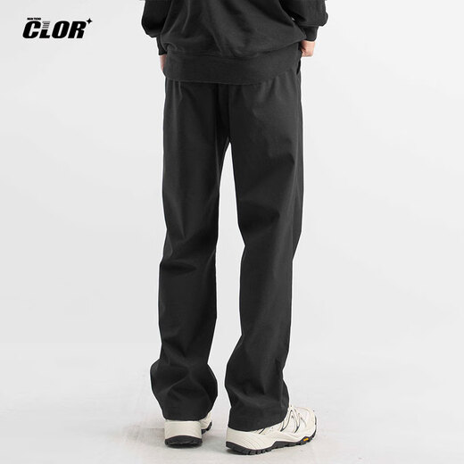CLOR trendy work pants men's summer casual thin pants high street loose sports straight pants CL50 black L