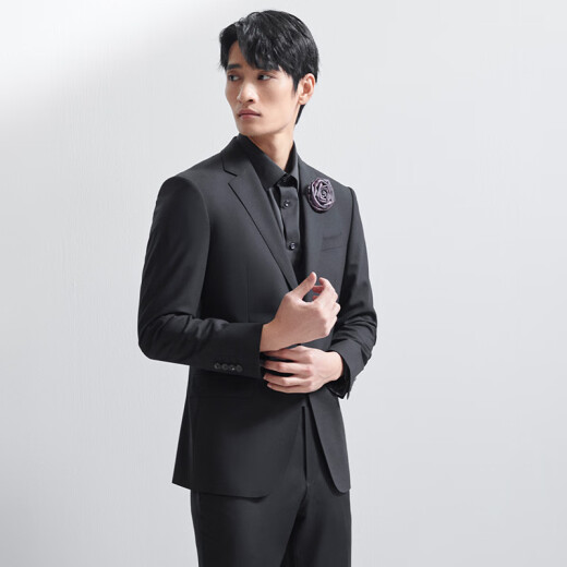 Announcement Bird Suit Men's Clothing (Single Top) [Same Style for Zhang Ruoyun/First Set in Life] Business Suit Black (Single Top) 50 A (180/100)
