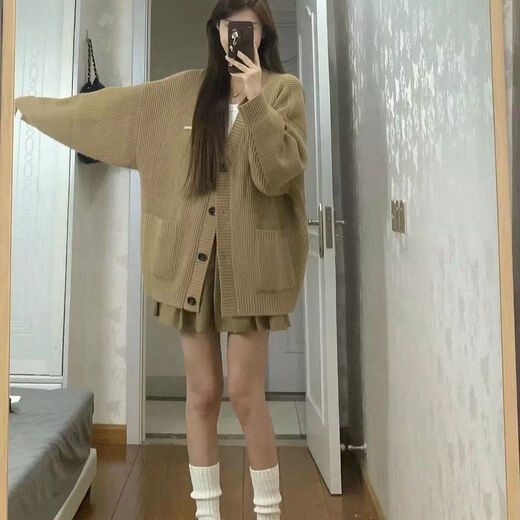 智兜兜胖mm大码针织衫宽松开衫毛衣慵懒风复古女秋冬学院外套上衣300斤 黑色9901单件马甲 5XL 码200-230斤