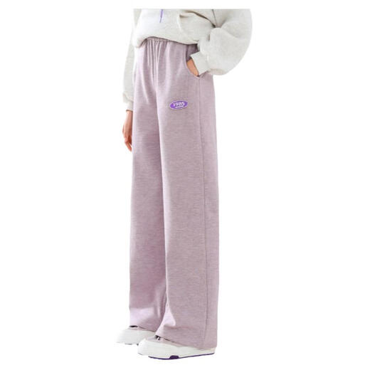 YOYO ONE (YOYO ONE) FILLES Version étroite Pantalon à jambes larges pour l'automne et l'hiver plus en velours épaissis moyens et grands enfants filles à la mode Sports droits et pantalon décontracté pour les enfants 15188 Purple + 4882 blanc [Ensemble en polaire] 170cm