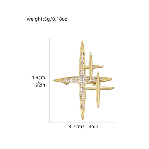 QUAMER flash diamond cross star brooch design niche suit windbreaker corsage coat pin star diamond gold