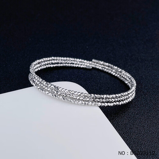 Kaibaolou platinum bracelet for women PT950 three-circle bouncy bead elastic opening adjustable platinum bracelet three-circle stacked wear 13.82g