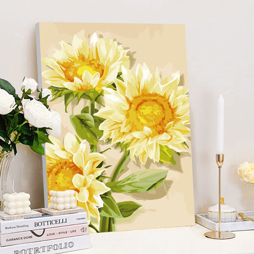 Shantou Lin Village Sunflower DIY Цифровая масляная живопись наполняющая ручная окраска раскраска, нарисованная вручную, SJ9738 40*50см затянутая утолщенная твердая деревянная внутренняя рама очень яркая