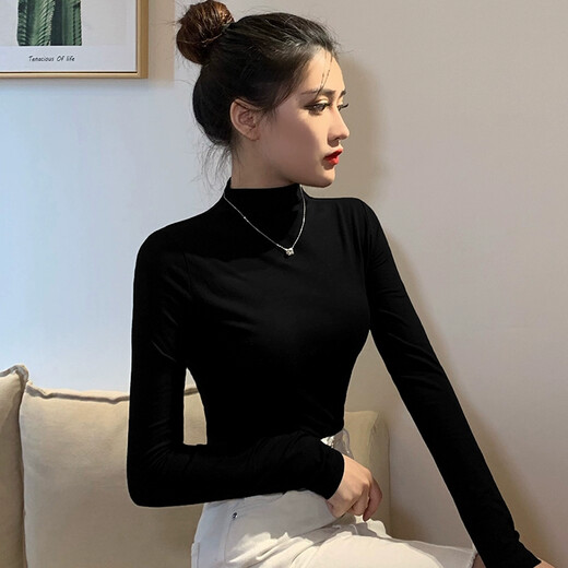 Yichun official self-operated flagship store black modal half turtleneck bottoming shirt for women 2023 spring, autumn and winter new style long black half turtleneck modal S 90Jin Jin is equal to less than 0.5 kg Yichun official self-operated flagship store black modal half turtleneck bottoming shirt for women 2023 spring, autumn and winter new style long black half turtleneck modal S 90Jin Jin is equal to less than 0.5 kg