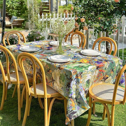 Zhenyue light luxury high-end tablecloth rectangular American pastoral tablecloth French retro atmosphere anti-scalding tablecloth Huahai 130*220