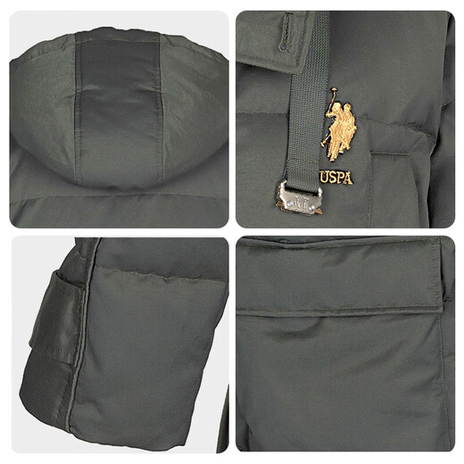 Assn de Polo de EE. UU. Jacket de Paul Down para hombres, chaqueta de hombres y jóvenes de mediana edad, chaqueta de trabajo blanca de pato blanco cálido con capucha para hombres, ropa de hombre versátil, azul marino 7027 2xl/180 (140-160Jin [Jin equivale a unos 0.5 kg])