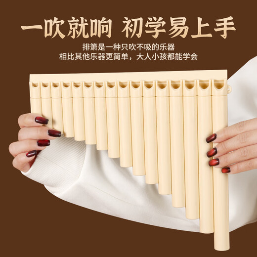 骊歌排箫乐器16管18管初学者儿童入门小学生专用演奏C调易学高端排笛 升级款16管米白色+刻字