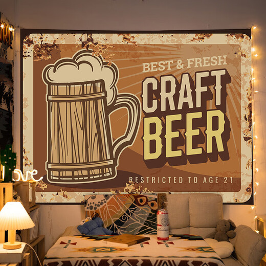 Pure tone retro American hanging cloth cafe beer decoration background cloth restaurant atmosphere matching tapestry cloth internet celebrity photo XFJ401 1 meter wide 0.7 meters high free installation package