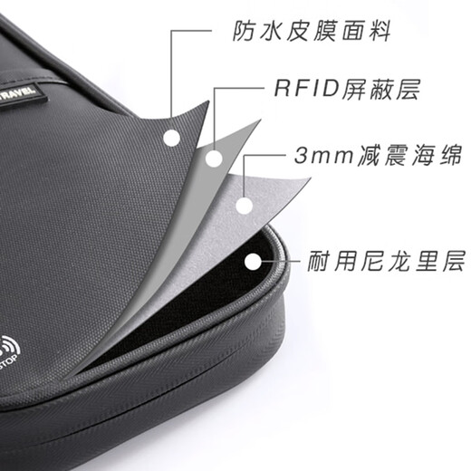 赟娅旅行RFID防盗刷护照包便携防水大容量护照机票夹随身收纳证件卡包 黑色【升级款】