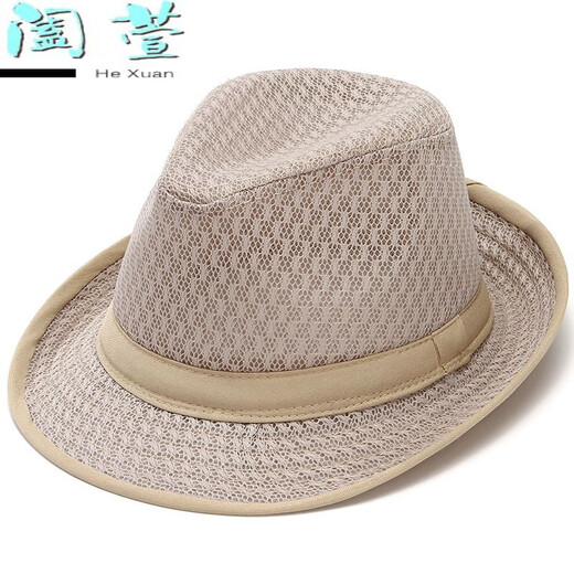 HTKD中老年男士夏季凉帽夏天中老年人帽子男士遮阳帽爸爸礼帽网 深灰色 M(56-58cm)可调节