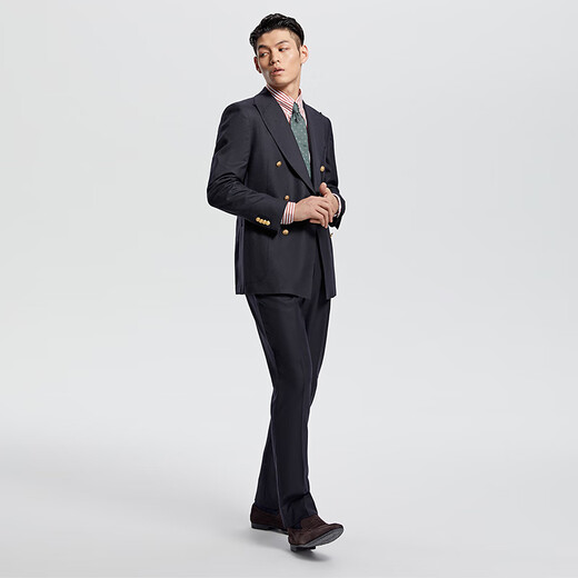 By Creations Cypress Flannel Pure Wool Single Suit Men's Blaze Business Formal Metal Double Breasts Blaze Black 46 (170/88A)