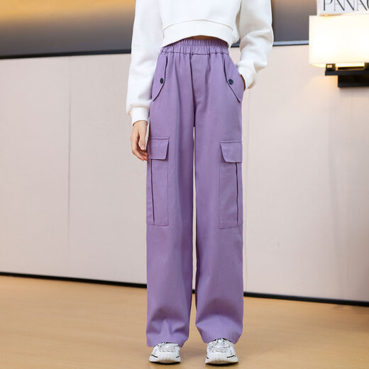 优优1点（Yoyo one）新款女童套装时髦洋气春秋儿童运动衣服女孩卫衣大童春季 4882白色+15063紫色 170cm