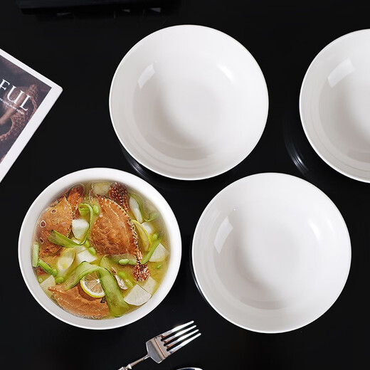 7-inch horizontal striped bowl with open mouth and deep mouth ceramic bowl noodle bowl soup bowl dinner plate anti-scalding underglaze color thickening 7 inches 1 piece