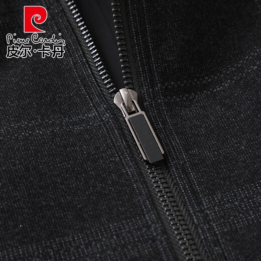 皮尔卡丹（pierre cardin）中年爸爸秋装外套2025新款男士立领夹克衫春秋季休闲轻便上衣 N9896黑灰 170 推荐100-120斤