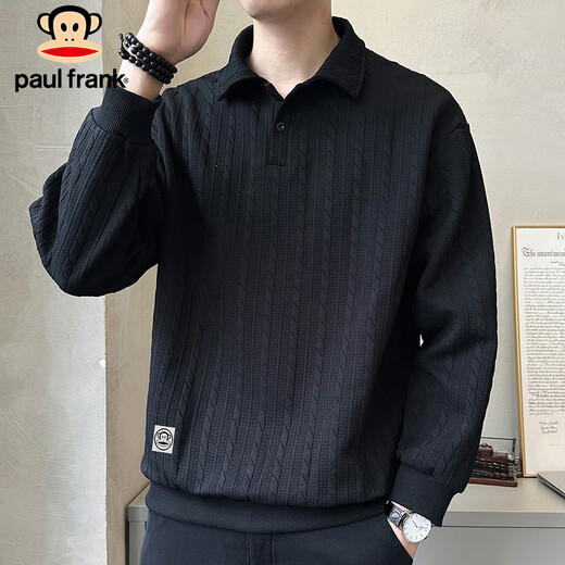 Толстовка Paul Frank, мужская тяжелая весенне-осенняя повседневная рубашка-поло, верхняя куртка, мужская черная 2XL