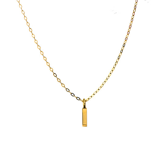 Shiyi high-end Korean popular Korean 14K gold necklace women's simple fashion strip glossy pendant clavicle chain set chain pendant