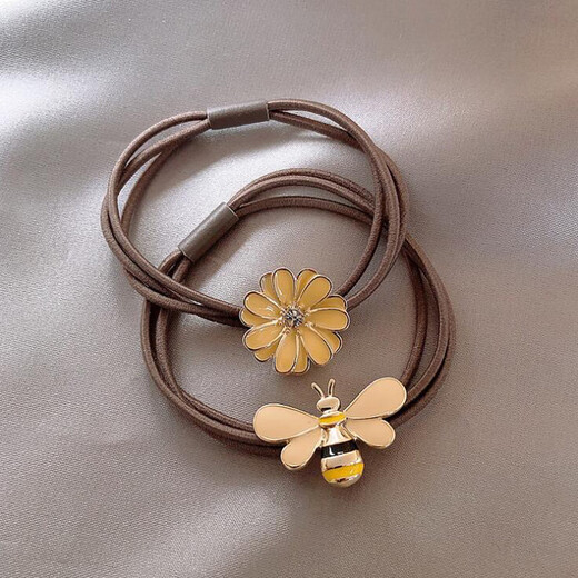 Jay Weiyi high ponytail hair rope colorful braided hair band headband for women 2024 new high-end and high-end hair band high elasticity BH-FQ40 bee + flower 2-piece set