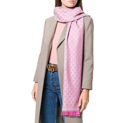 Gucci (Gucci) Wolle Frauenschal, Herbst und Winter warmes Doppelg Graurosa Schal Langer Schal Luxury Schalgeschenk, rosa doppelseitiges 41115 3G200 9272