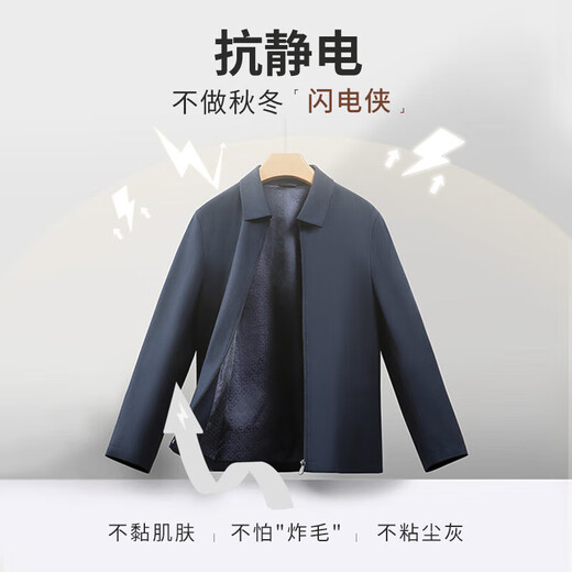 Goldlion Machine Washable Wool Autumn Antistatic Lapel Business Executive Jacket Casual Jacket for Men Navy M